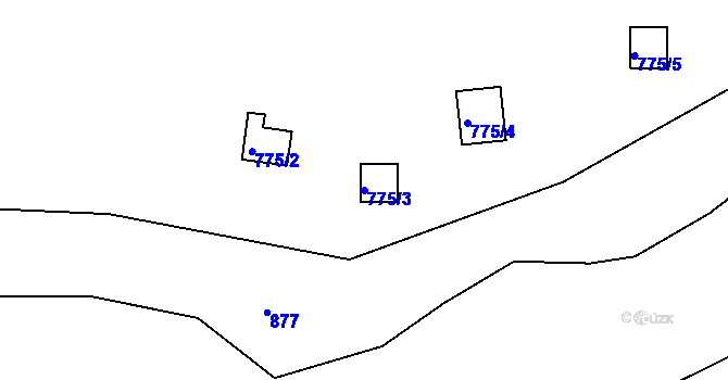 Parcela st. 775/3 v KÚ Hradištko pod Medníkem, Katastrální mapa