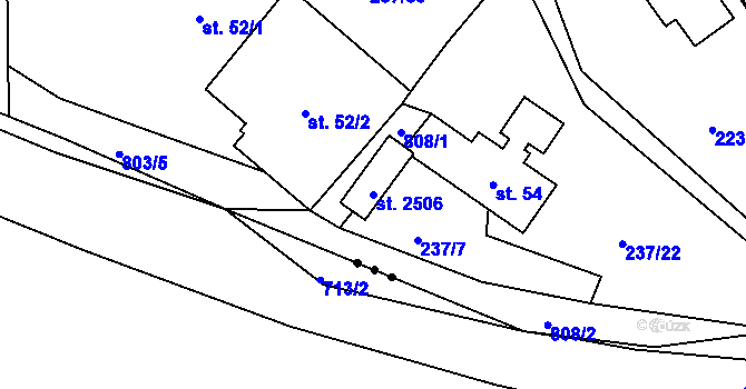 Parcela st. 2506 v KÚ Hradištko pod Medníkem, Katastrální mapa