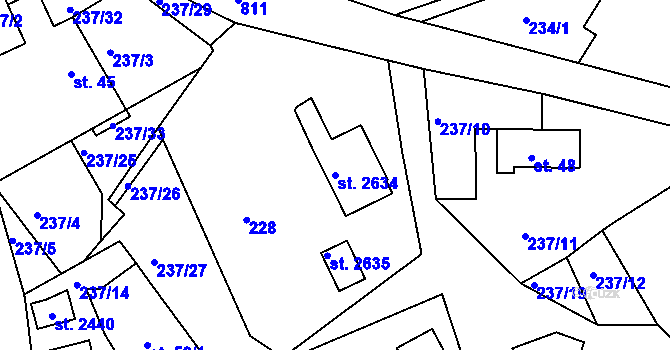 Parcela st. 2634 v KÚ Hradištko pod Medníkem, Katastrální mapa
