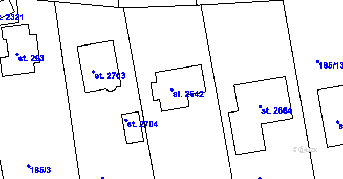 Parcela st. 2642 v KÚ Hradištko pod Medníkem, Katastrální mapa