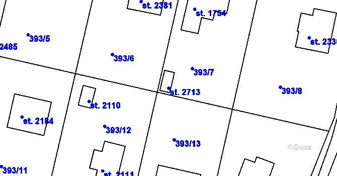 Parcela st. 2713 v KÚ Hradištko pod Medníkem, Katastrální mapa