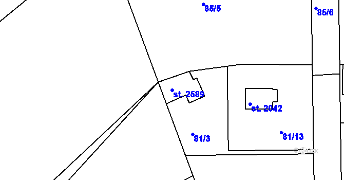 Parcela st. 2589 v KÚ Hradištko pod Medníkem, Katastrální mapa