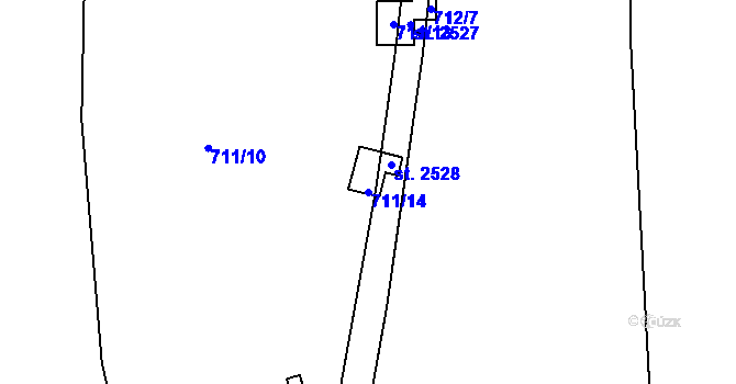 Parcela st. 711/14 v KÚ Hradištko pod Medníkem, Katastrální mapa