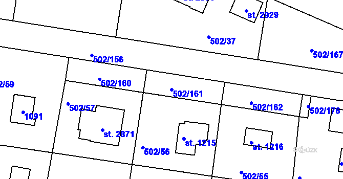 Parcela st. 502/161 v KÚ Hradištko pod Medníkem, Katastrální mapa