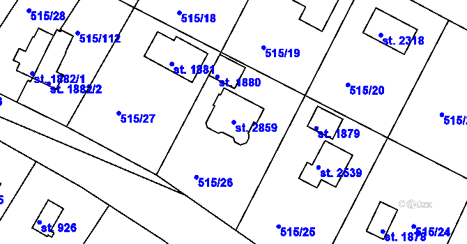 Parcela st. 2859 v KÚ Hradištko pod Medníkem, Katastrální mapa