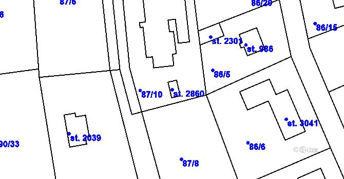 Parcela st. 2860 v KÚ Hradištko pod Medníkem, Katastrální mapa