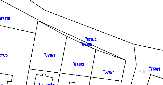 Parcela st. 676/5 v KÚ Hradištko pod Medníkem, Katastrální mapa