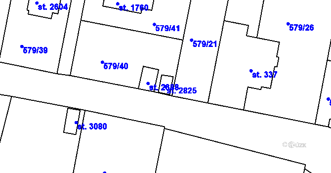 Parcela st. 2825 v KÚ Hradištko pod Medníkem, Katastrální mapa