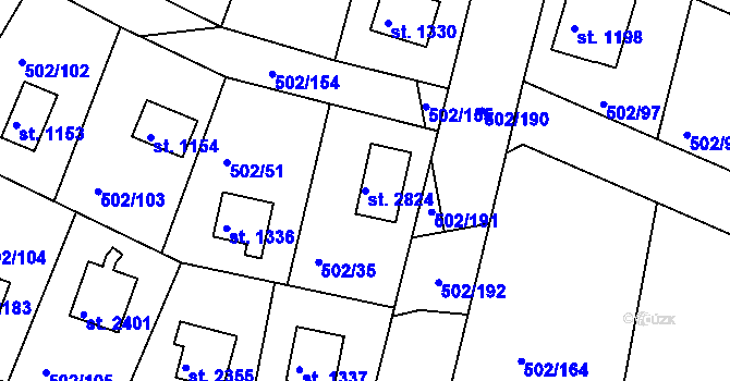 Parcela st. 2824 v KÚ Hradištko pod Medníkem, Katastrální mapa