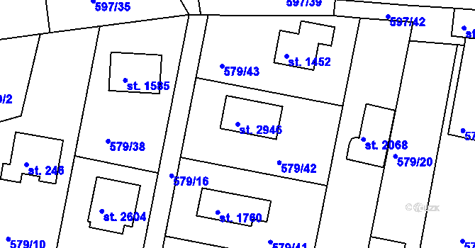 Parcela st. 2946 v KÚ Hradištko pod Medníkem, Katastrální mapa