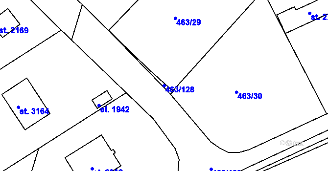 Parcela st. 463/128 v KÚ Hradištko pod Medníkem, Katastrální mapa