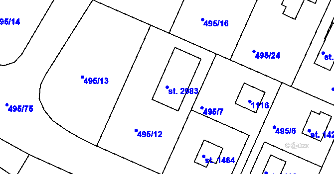 Parcela st. 2983 v KÚ Hradištko pod Medníkem, Katastrální mapa