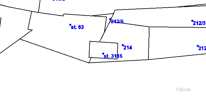 Parcela st. 3115 v KÚ Hradištko pod Medníkem, Katastrální mapa