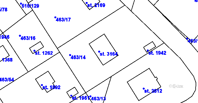 Parcela st. 3164 v KÚ Hradištko pod Medníkem, Katastrální mapa