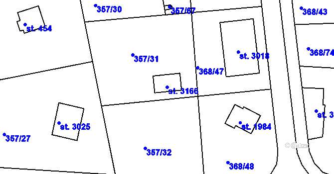 Parcela st. 3166 v KÚ Hradištko pod Medníkem, Katastrální mapa