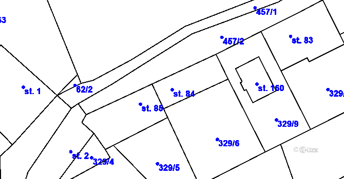 Parcela st. 84 v KÚ Hradišťko I, Katastrální mapa
