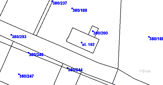 Parcela st. 162 v KÚ Hradišťko I, Katastrální mapa