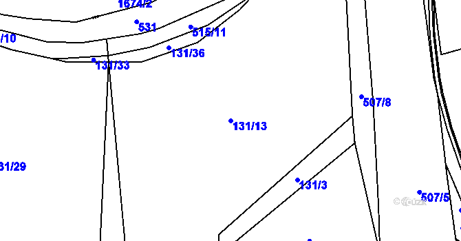 Parcela st. 131/13 v KÚ Hradišťko I, Katastrální mapa