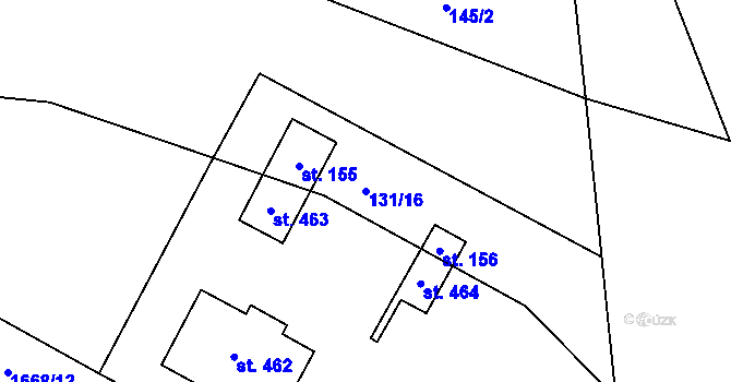 Parcela st. 131/16 v KÚ Hradišťko I, Katastrální mapa