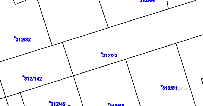 Parcela st. 312/23 v KÚ Hradišťko I, Katastrální mapa
