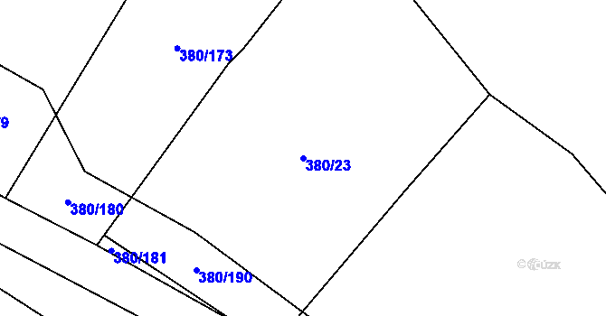 Parcela st. 380/23 v KÚ Hradišťko I, Katastrální mapa