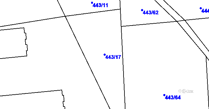 Parcela st. 443/17 v KÚ Hradišťko I, Katastrální mapa