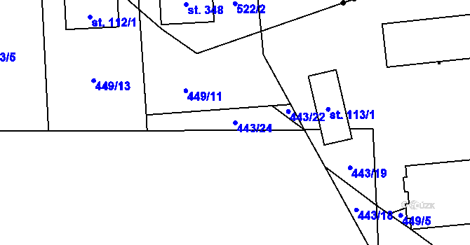 Parcela st. 443/24 v KÚ Hradišťko I, Katastrální mapa