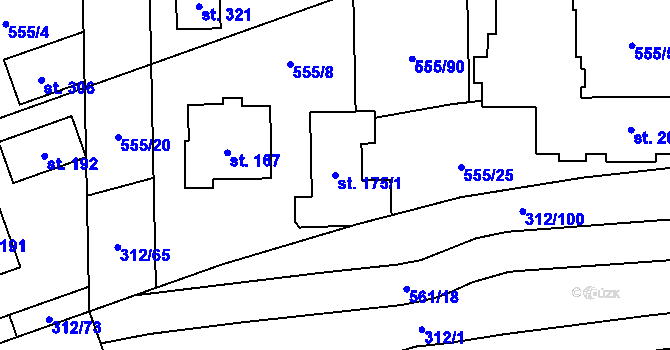 Parcela st. 175/1 v KÚ Hradišťko I, Katastrální mapa