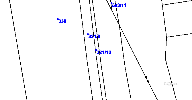 Parcela st. 321/10 v KÚ Hradišťko I, Katastrální mapa