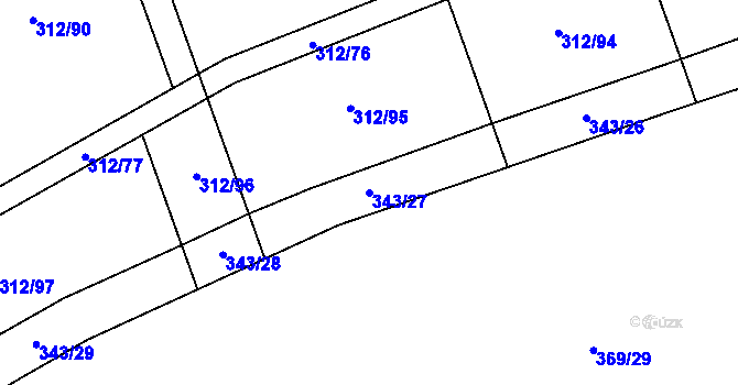 Parcela st. 343/27 v KÚ Hradišťko I, Katastrální mapa