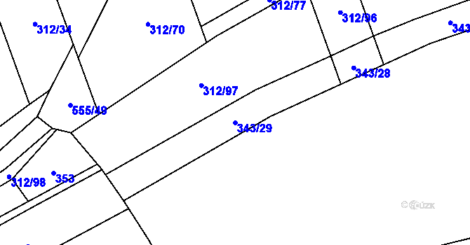 Parcela st. 343/29 v KÚ Hradišťko I, Katastrální mapa