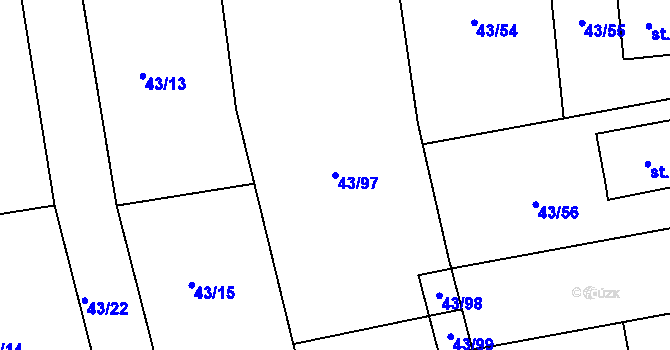 Parcela st. 43/97 v KÚ Hradišťko I, Katastrální mapa