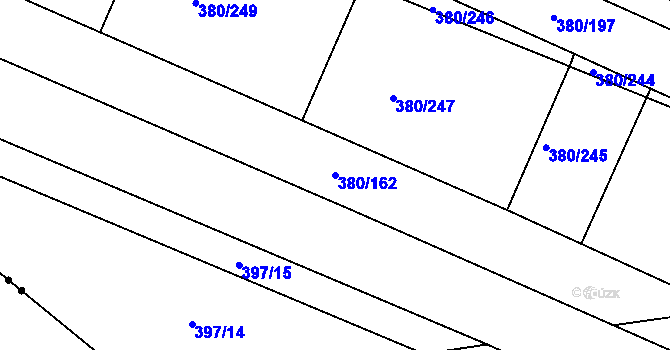 Parcela st. 380/162 v KÚ Hradišťko I, Katastrální mapa