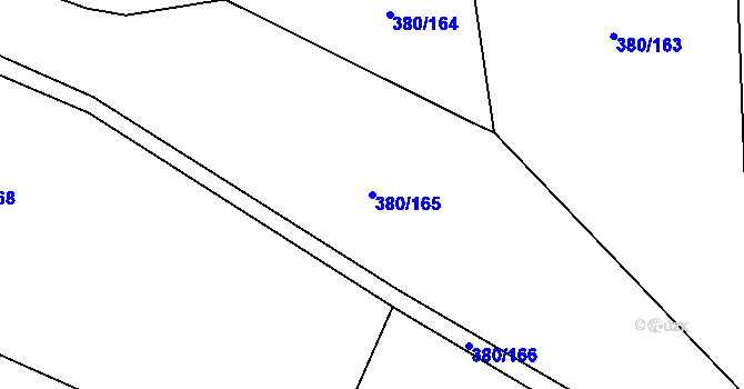 Parcela st. 380/165 v KÚ Hradišťko I, Katastrální mapa