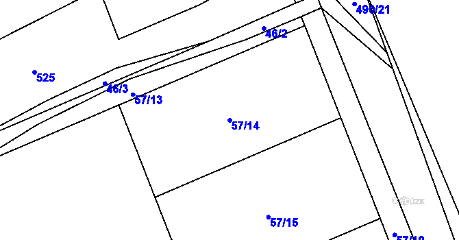 Parcela st. 57/14 v KÚ Hradišťko I, Katastrální mapa