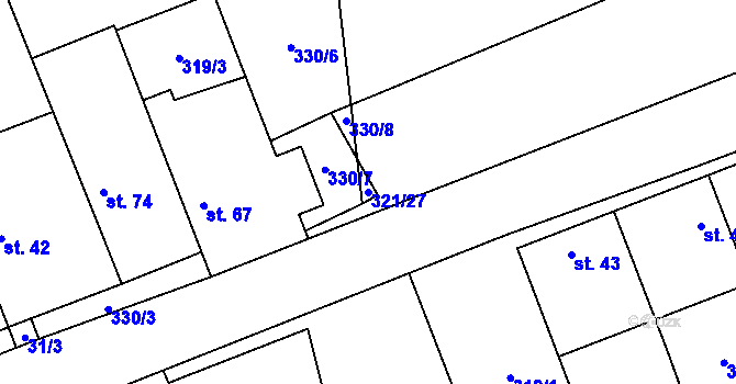 Parcela st. 321/27 v KÚ Hradišťko I, Katastrální mapa