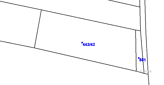 Parcela st. 443/42 v KÚ Hradišťko I, Katastrální mapa