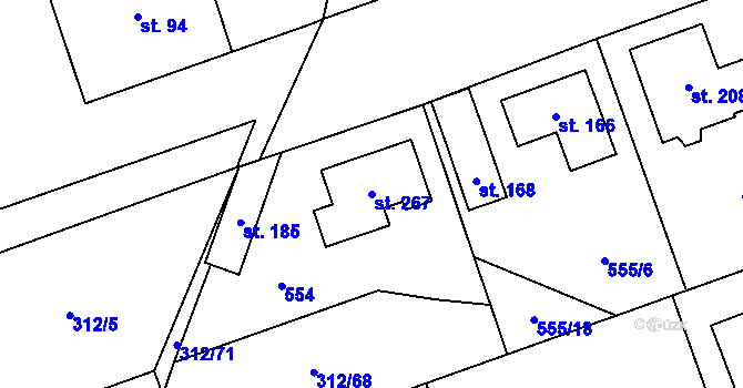 Parcela st. 267 v KÚ Hradišťko I, Katastrální mapa