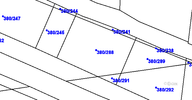 Parcela st. 380/288 v KÚ Hradišťko I, Katastrální mapa