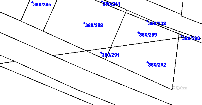 Parcela st. 380/291 v KÚ Hradišťko I, Katastrální mapa