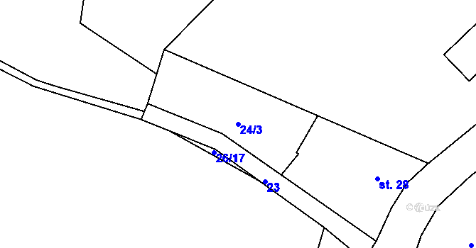 Parcela st. 24/3 v KÚ Hradišťská Lhotka, Katastrální mapa