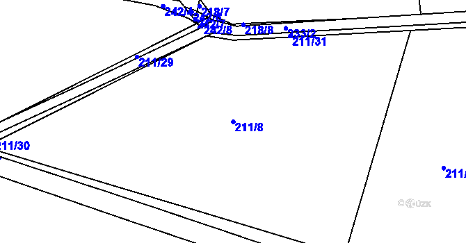 Parcela st. 211/8 v KÚ Hradišťská Lhotka, Katastrální mapa
