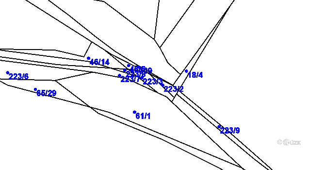 Parcela st. 223/2 v KÚ Hradišťská Lhotka, Katastrální mapa