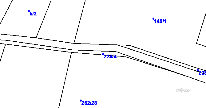 Parcela st. 228/4 v KÚ Hradišťská Lhotka, Katastrální mapa