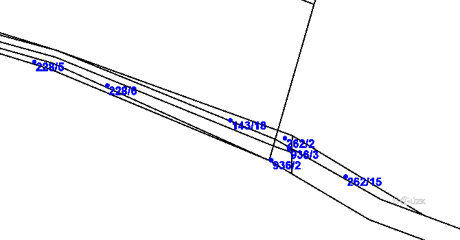 Parcela st. 143/18 v KÚ Hradišťská Lhotka, Katastrální mapa