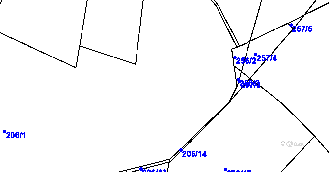 Parcela st. 206/18 v KÚ Hradišťská Lhotka, Katastrální mapa