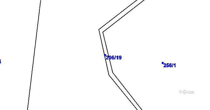 Parcela st. 206/19 v KÚ Hradišťská Lhotka, Katastrální mapa