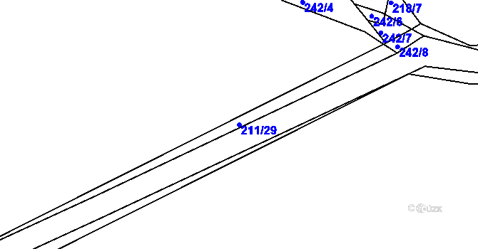 Parcela st. 211/29 v KÚ Hradišťská Lhotka, Katastrální mapa