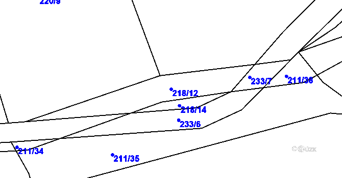 Parcela st. 218/12 v KÚ Hradišťská Lhotka, Katastrální mapa