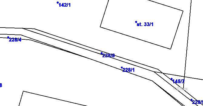 Parcela st. 228/8 v KÚ Hradišťská Lhotka, Katastrální mapa